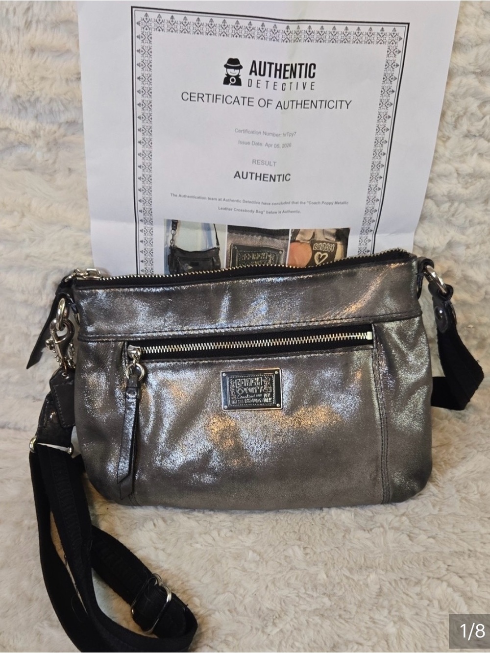 Coach Poppy Hippie Metallic Silver Leather crossbody bag Y2K poppy